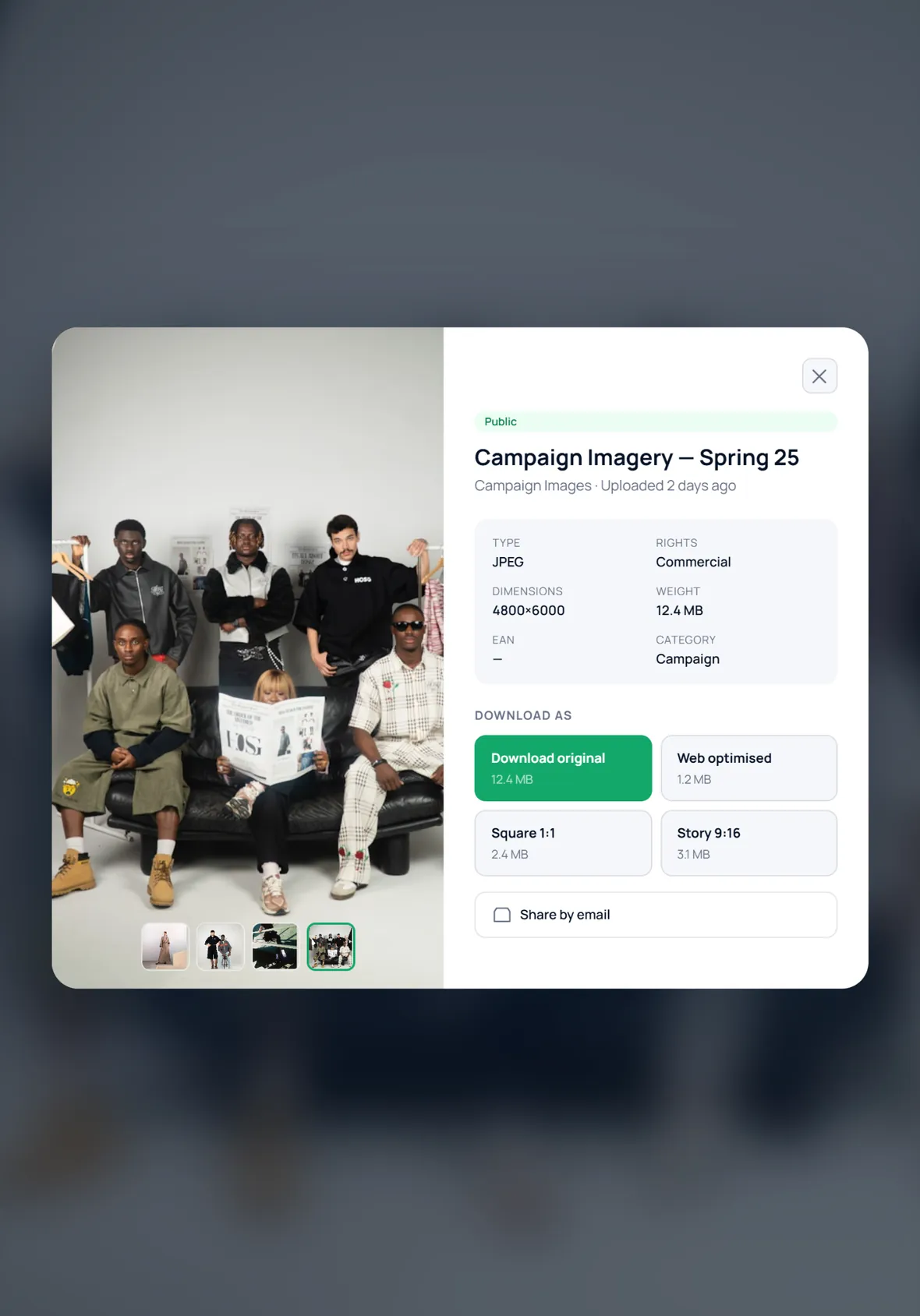 Asset preview modal
