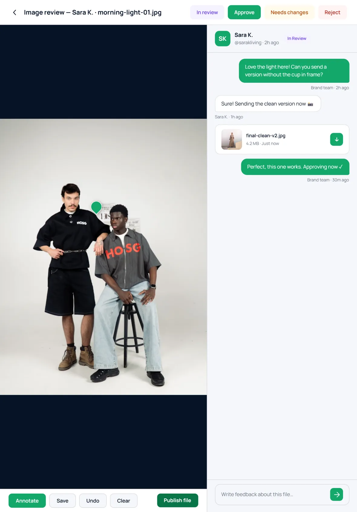 Image review and chat